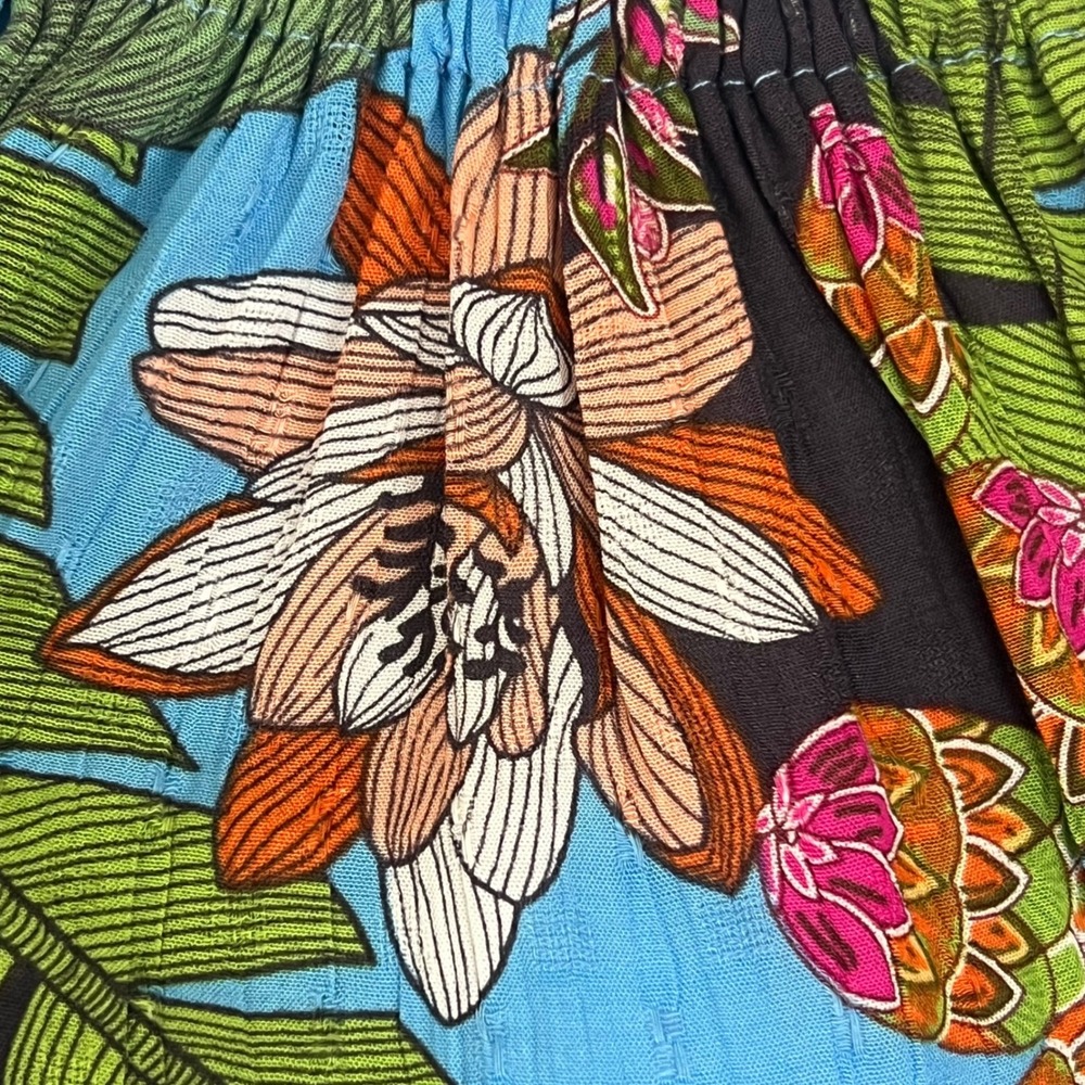 Rachel Rachel Roy S Blue Tropical Bird Floral Smocked Peasant Top Off Shoulder‎ - Picture 6 of 14